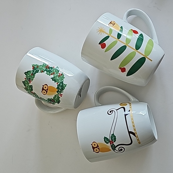 Rachael Ray "Holiday Hoot" Owl Mugs, S/3 - Picture 2 of 10